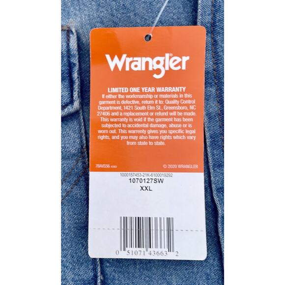 Wrangler Cowboy Cut Western Work Grey Shirt Pearl Snaps Men's Blue XXL‎ New - Picture 7 of 8